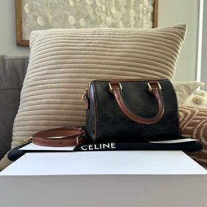 Celine Small Boston in Triomphe Canvas